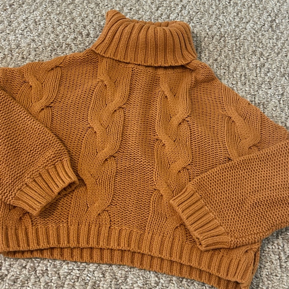 Burnt Orange Cable Knit Sweater